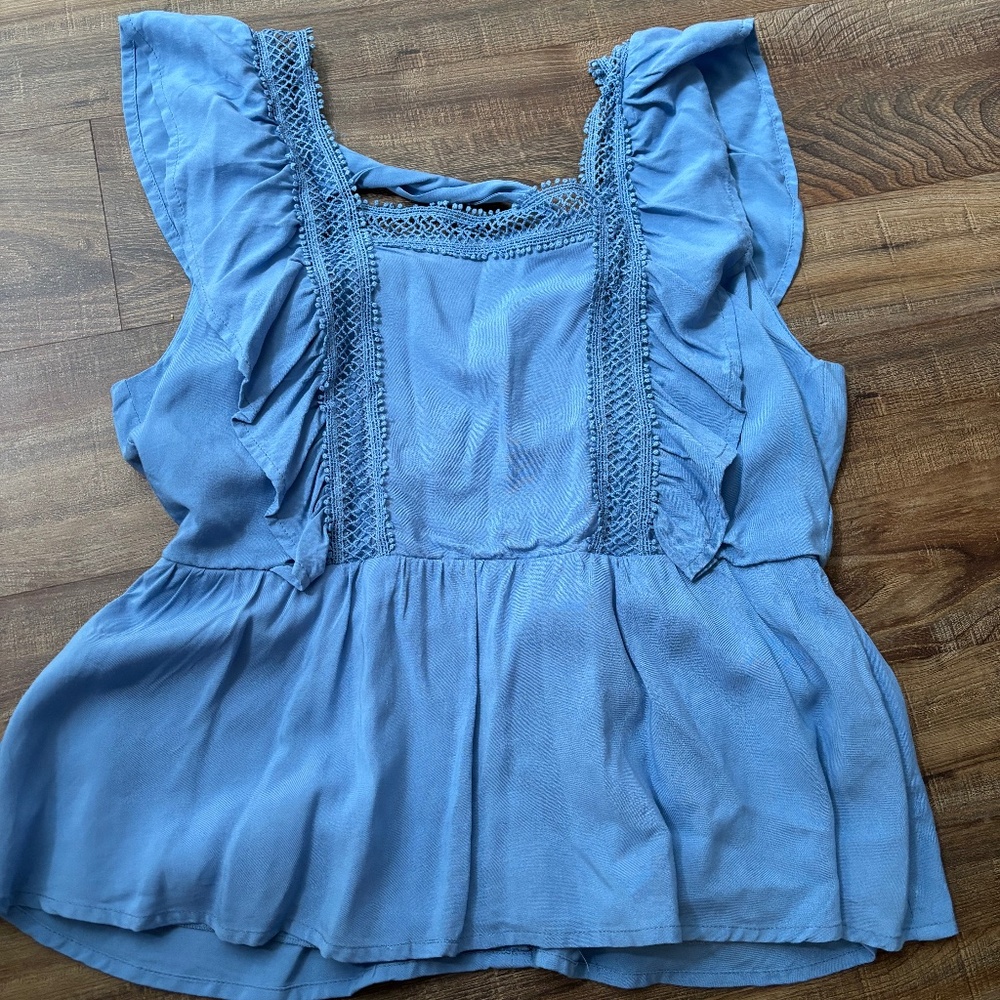 Blue Ruffled Women's Top